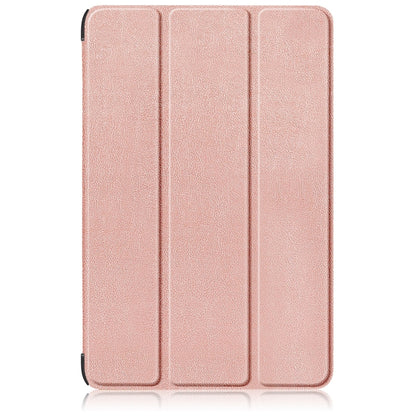 For Samsung Galaxy Tab S9+ Custer Pure Color 3-Fold Holder Smart Leather Tablet Case(Rose Gold) - Galaxy Tab S9+ Cases by buy2fix | Online Shopping UK | buy2fix