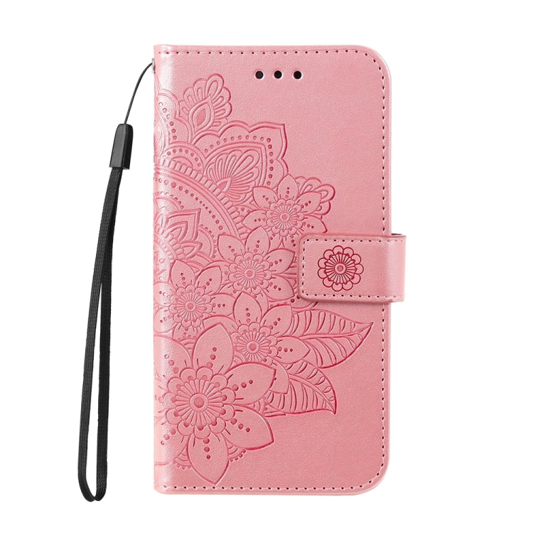 For iPhone 16 Pro 7-petal Flowers Embossing Leather Phone Case(Rose Gold) - iPhone 16 Pro Cases by buy2fix | Online Shopping UK | buy2fix