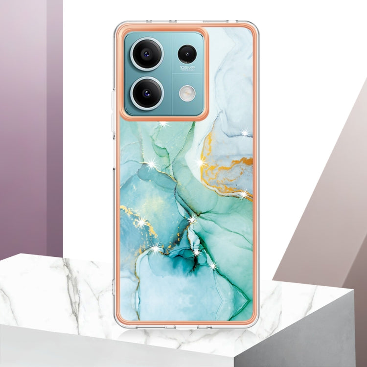 For Xiaomi Redmi Note 13 5G Global Electroplating Marble Dual-side IMD Phone Case(Green 003) - Note 13 Cases by buy2fix | Online Shopping UK | buy2fix