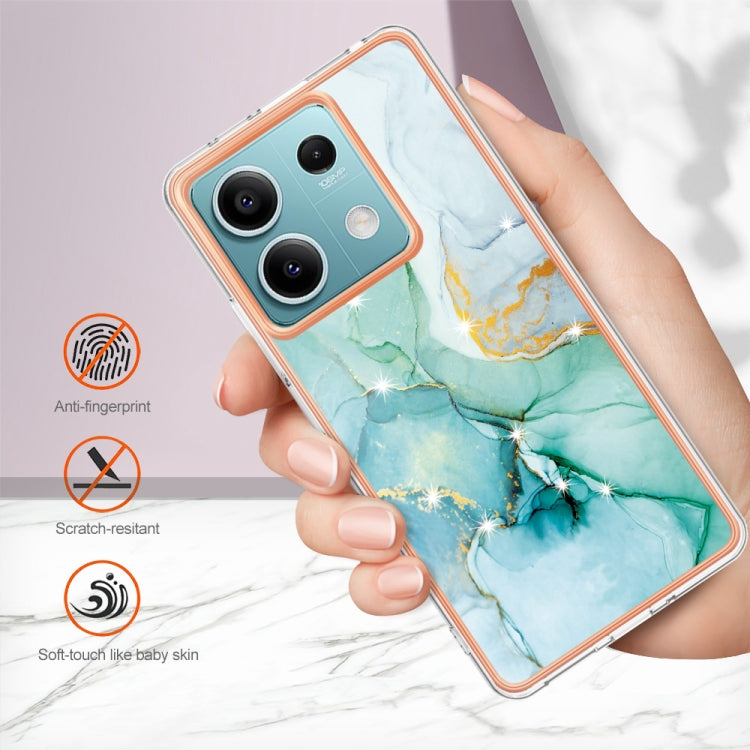 For Xiaomi Redmi Note 13 5G Global Electroplating Marble Dual-side IMD Phone Case(Green 003) - Note 13 Cases by buy2fix | Online Shopping UK | buy2fix