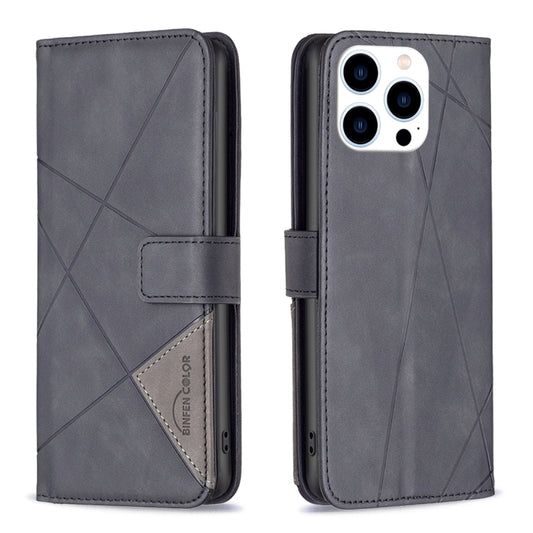 For iPhone 16 Pro Magnetic Buckle Rhombus Texture Leather Phone Case(Black) - iPhone 16 Pro Cases by buy2fix | Online Shopping UK | buy2fix