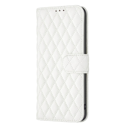 For iPhone 16 Plus Diamond Lattice Wallet Flip Leather Phone Case(White) - iPhone 16 Plus Cases by buy2fix | Online Shopping UK | buy2fix