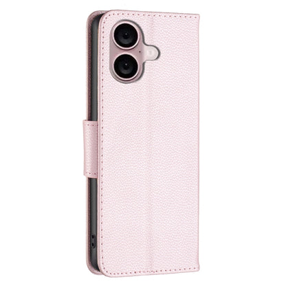 For iPhone 16 Plus Litchi Texture Pure Color Flip Leather Phone Case(Rose Gold) - iPhone 16 Plus Cases by buy2fix | Online Shopping UK | buy2fix