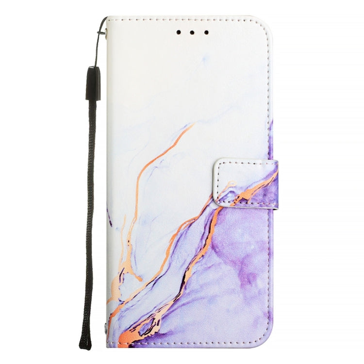 For iPhone 16 Pro PT003 Marble Pattern Flip Leather Phone Case(White Purple LS006) - iPhone 16 Pro Cases by buy2fix | Online Shopping UK | buy2fix