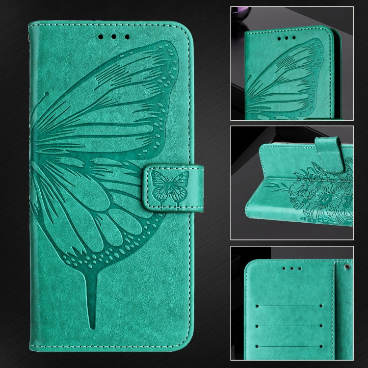 For iPhone SE 2024 Embossed Butterfly Leather Phone Case(Green) - More iPhone Cases by buy2fix | Online Shopping UK | buy2fix