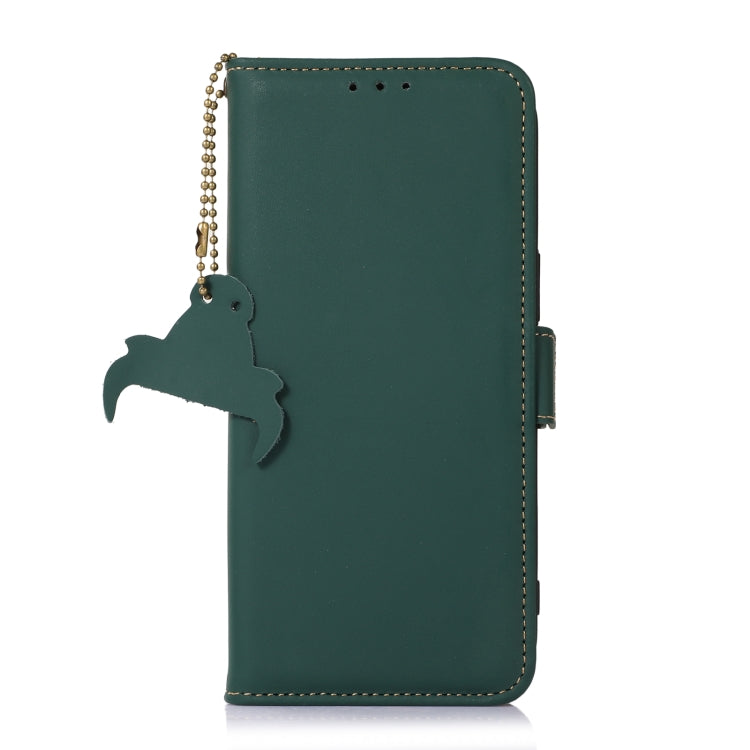 For OnePlus 12 Genuine Leather Magnetic RFID Leather Phone Case(Green) - OnePlus Cases by buy2fix | Online Shopping UK | buy2fix