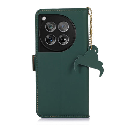 For OnePlus 12 Genuine Leather Magnetic RFID Leather Phone Case(Green) - OnePlus Cases by buy2fix | Online Shopping UK | buy2fix