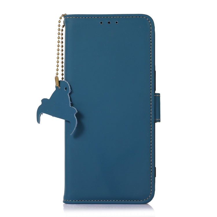 For OnePlus 12 Genuine Leather Magnetic RFID Leather Phone Case(Blue) - OnePlus Cases by buy2fix | Online Shopping UK | buy2fix