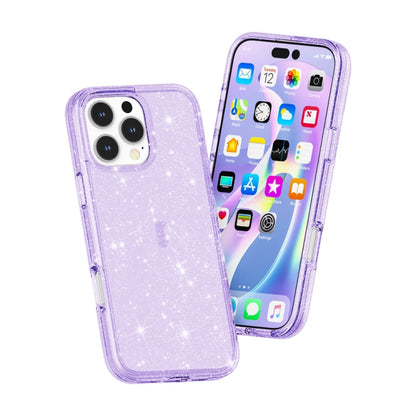 For iPhone 16 Pro Shockproof Terminator Glitter Powder Phone Case(Purple) - iPhone 16 Pro Cases by buy2fix | Online Shopping UK | buy2fix