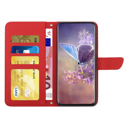 For OnePlus 12 5G Global Skin Feel Butterfly Peony Embossed Leather Phone Case(Red) - OnePlus Cases by buy2fix | Online Shopping UK | buy2fix