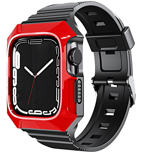 For Apple Watch Ultra 2 49mm PC Rugged Case Integrated TPU Watch Band(Red) - Watch Bands by buy2fix | Online Shopping UK | buy2fix