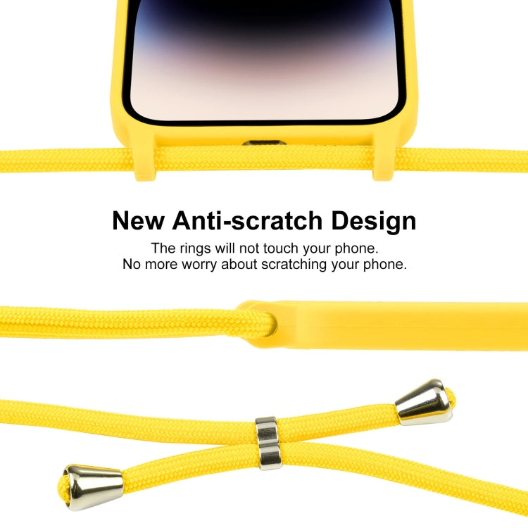 For iPhone 16 Crossbody Lanyard Liquid Silicone Case(Yellow) - iPhone 16 Cases by buy2fix | Online Shopping UK | buy2fix