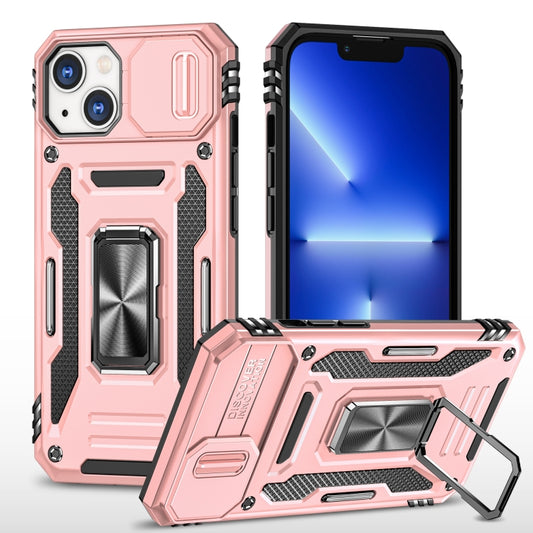 For iPhone 15 Armor PC + TPU Camera Shield Phone Case(Rose Gold) - iPhone 15 Cases by buy2fix | Online Shopping UK | buy2fix