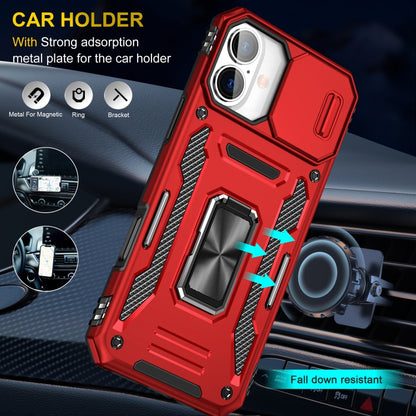 For iPhone 16 Armor PC + TPU Camera Shield Phone Case(Red) - iPhone 16 Cases by buy2fix | Online Shopping UK | buy2fix