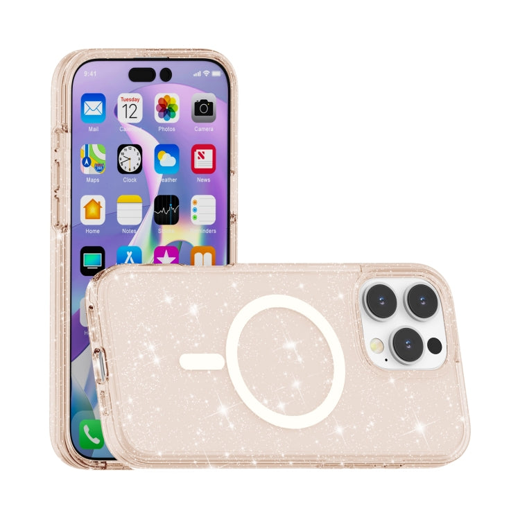 For iPhone 16 Pro Terminator Style Glitter Powder MagSafe Magnetic Phone Case(Gold) - iPhone 16 Pro Cases by buy2fix | Online Shopping UK | buy2fix