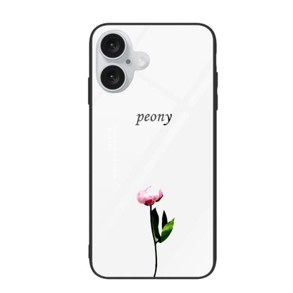 For iPhone 16 Colorful Painted Glass Phone Case(A Flower) - iPhone 16 Cases by buy2fix | Online Shopping UK | buy2fix