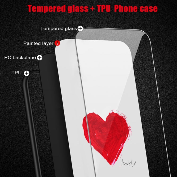 For iPhone 16 Colorful Painted Glass Phone Case(Red Heart) - iPhone 16 Cases by buy2fix | Online Shopping UK | buy2fix