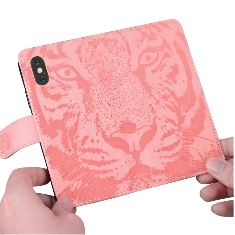 For iPhone SE 2024 Tiger Embossing Pattern Leather Phone Case(Pink) - More iPhone Cases by buy2fix | Online Shopping UK | buy2fix