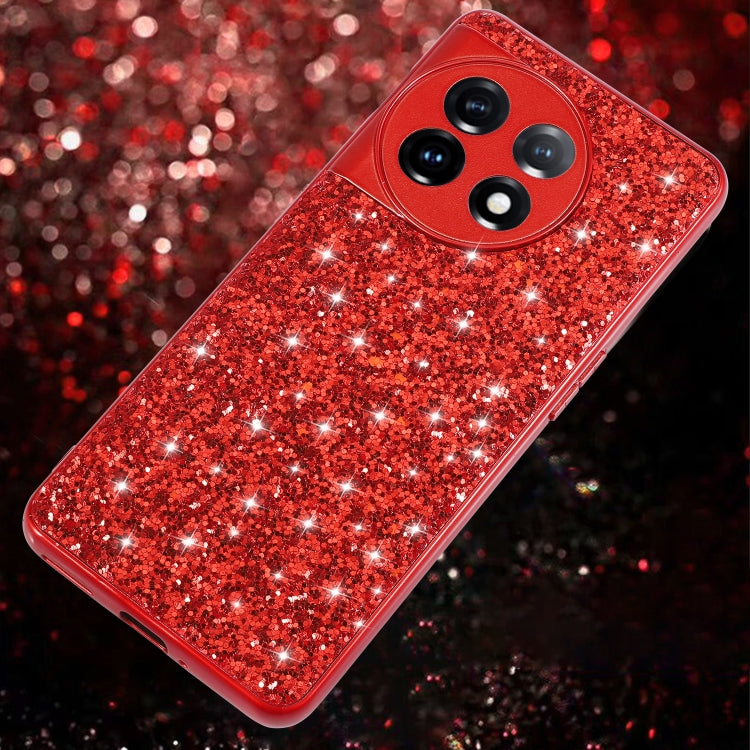 For OnePlus 11 Glitter Powder Shockproof TPU Phone Case(Red) - OnePlus Cases by buy2fix | Online Shopping UK | buy2fix