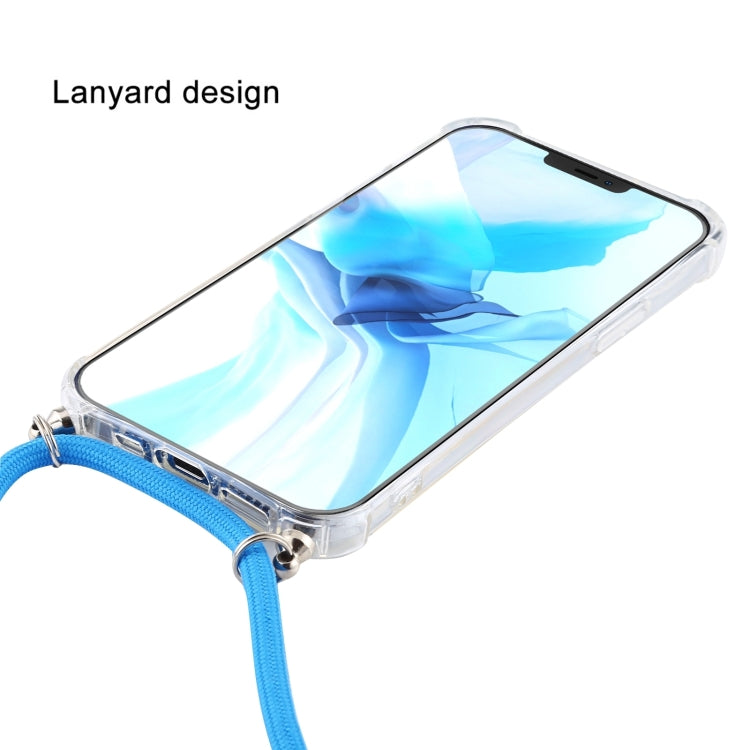 For iPhone 16 Pro Max Four-Corner Shockproof Transparent TPU Case with Lanyard(Blue) - iPhone 16 Pro Max Cases by buy2fix | Online Shopping UK | buy2fix