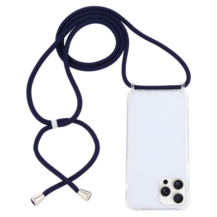 For iPhone 16 Pro Max Transparent Acrylic Airbag Shockproof Phone Protective Case with Lanyard(Navy Blue) - iPhone 16 Pro Max Cases by buy2fix | Online Shopping UK | buy2fix