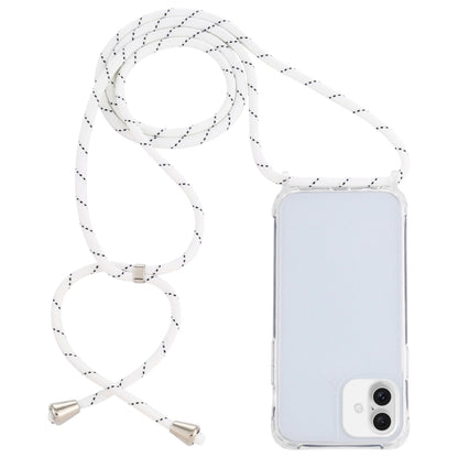 For iPhone 16 Transparent Acrylic Airbag Shockproof Phone Protective Case with Lanyard(White Grey Fine Lines) - iPhone 16 Cases by buy2fix | Online Shopping UK | buy2fix