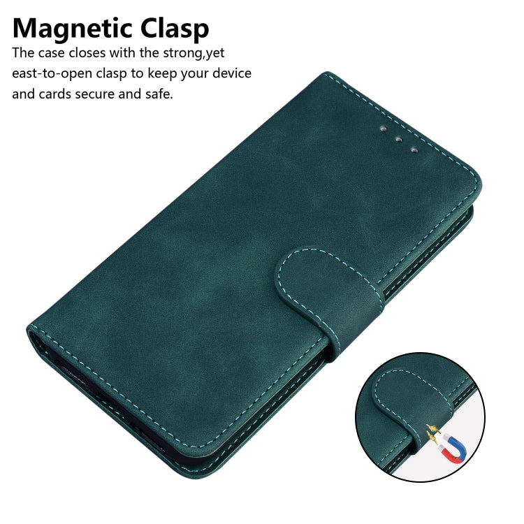 For iPhone 16 Plus Skin Feel Pure Color Flip Leather Phone Case(Green) - iPhone 16 Plus Cases by buy2fix | Online Shopping UK | buy2fix