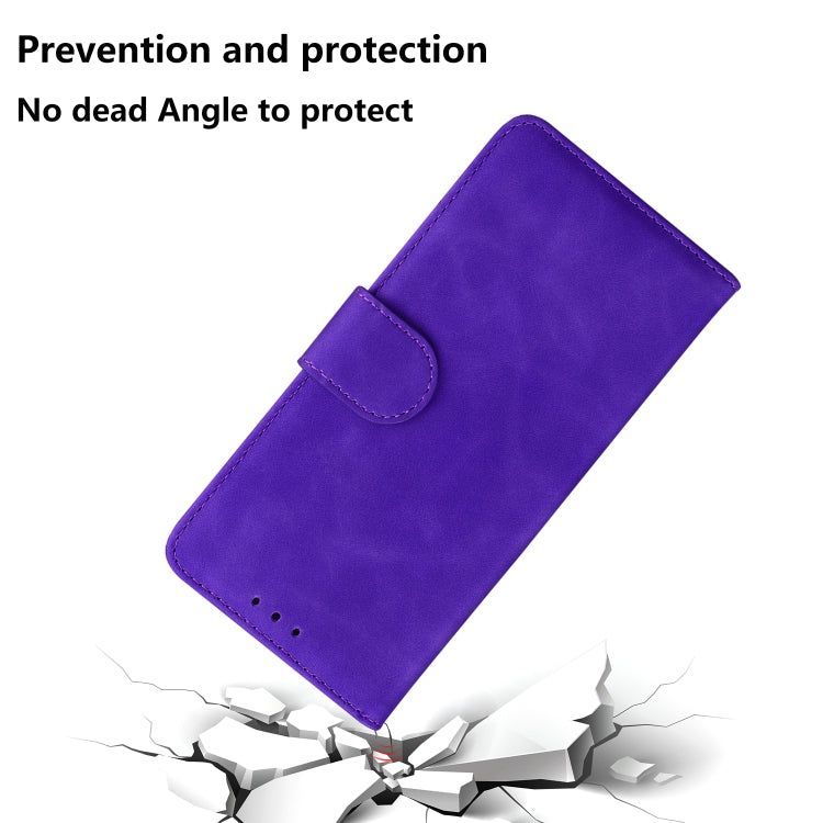 For Xiaomi Poco M6 Pro 4G Skin Feel Pure Color Flip Leather Phone Case(Purple) - Xiaomi Cases by buy2fix | Online Shopping UK | buy2fix