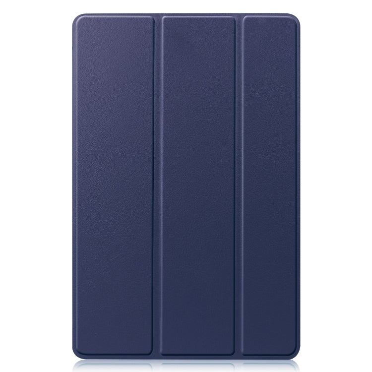 For Samsung Galaxy Tab S9 FE Custer Pure Color 3-Fold Holder Smart Leather Tablet Case(Dark Blue) - Galaxy Tab S9 FE by buy2fix | Online Shopping UK | buy2fix