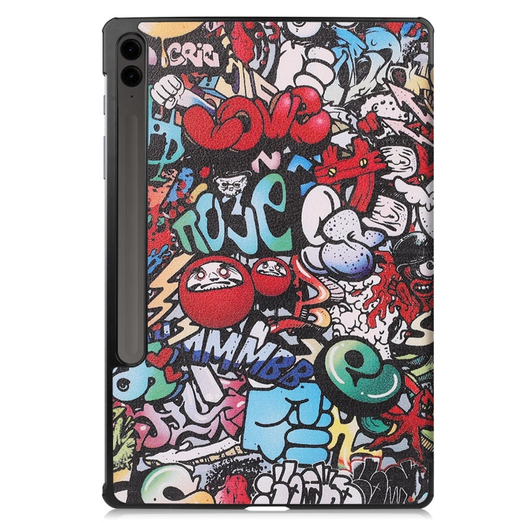 For Samsung Galaxy Tab S9 FE+ Custer Painted 3-Fold Holder Smart Leather Tablet Case(Graffiti) - Galaxy Tab S9 FE+ by buy2fix | Online Shopping UK | buy2fix