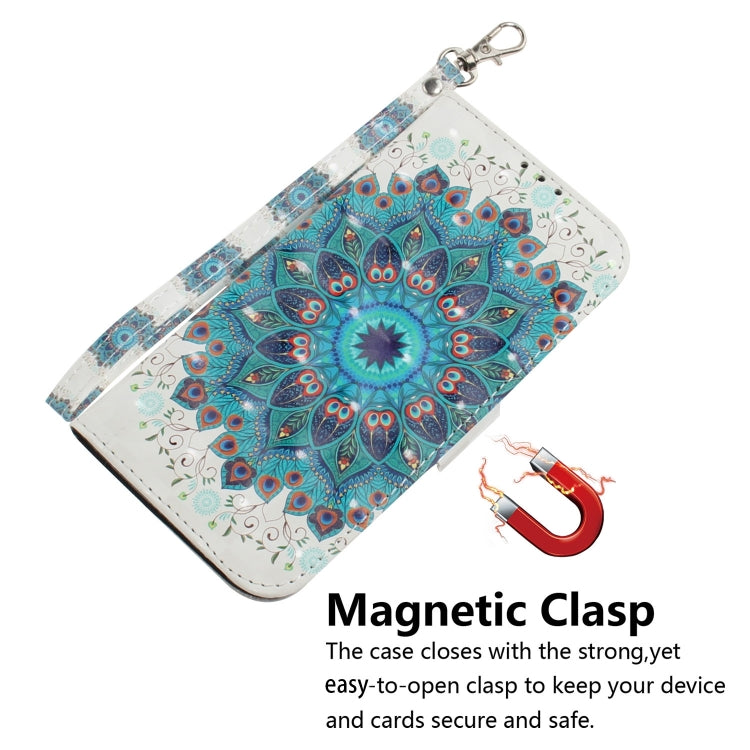 For iPhone 16 3D Colored Horizontal Flip Leather Phone Case(Peacock Wreath) - iPhone 16 Cases by buy2fix | Online Shopping UK | buy2fix