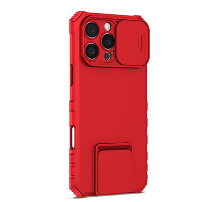 For iPhone 16 Pro Stereoscopic Holder Sliding Camshield Phone Case(Red) - iPhone 16 Pro Cases by buy2fix | Online Shopping UK | buy2fix