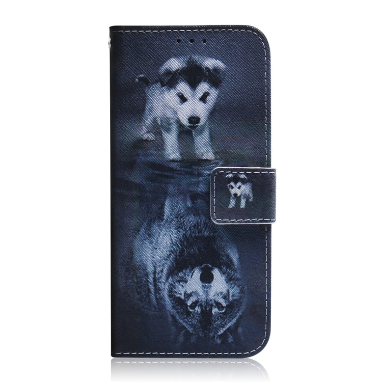 For iPhone 16 Coloured Drawing Flip Leather Phone Case(Wolf and Dog) - iPhone 16 Cases by buy2fix | Online Shopping UK | buy2fix