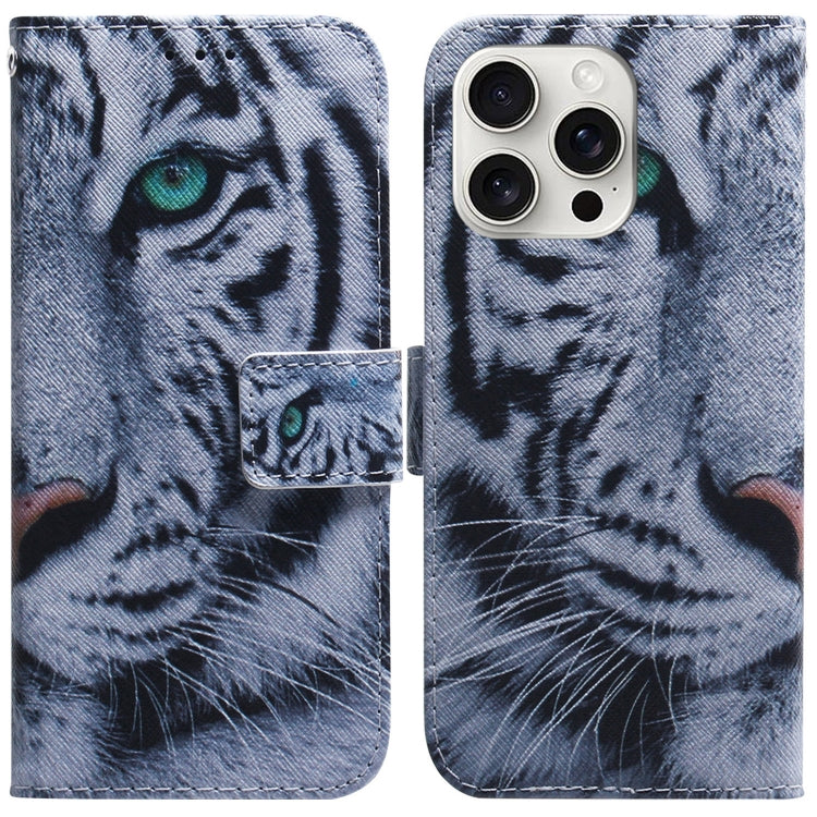 For iPhone 16 Pro Max Coloured Drawing Flip Leather Phone Case(Tiger) - iPhone 16 Pro Max Cases by buy2fix | Online Shopping UK | buy2fix