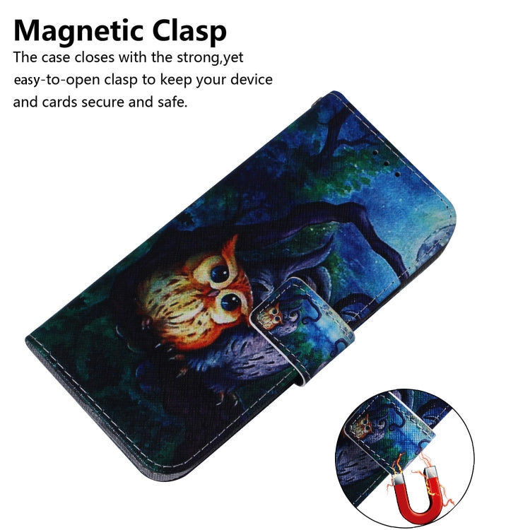 For OPPO Reno11 Global Coloured Drawing Flip Leather Phone Case(Oil Painting Owl) - Reno11 Cases by buy2fix | Online Shopping UK | buy2fix