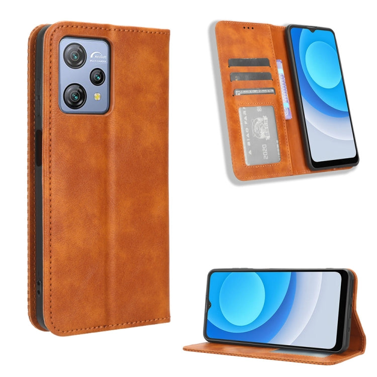 For Blackview A53 / A53 Pro Magnetic Buckle Retro Texture Leather Phone Case(Brown) - More Brand by buy2fix | Online Shopping UK | buy2fix