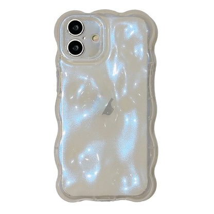 For iPhone 16 Wave Bubbles TPU Phone Case(Clear Glitter Blue) - iPhone 16 Cases by buy2fix | Online Shopping UK | buy2fix