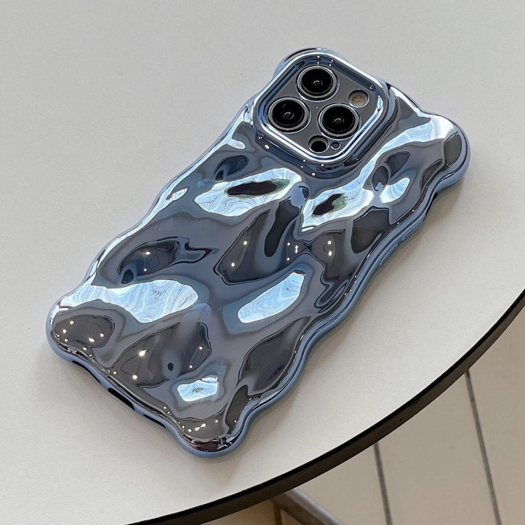 For iPhone 16 Wave Bubbles TPU Phone Case(Painted Blue) - iPhone 16 Cases by buy2fix | Online Shopping UK | buy2fix