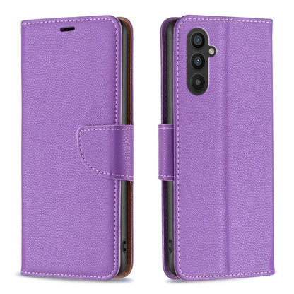 For Samsung Galaxy A25 5G Litchi Texture Pure Color Flip Leather Phone Case(Purple) - Galaxy Phone Cases by buy2fix | Online Shopping UK | buy2fix