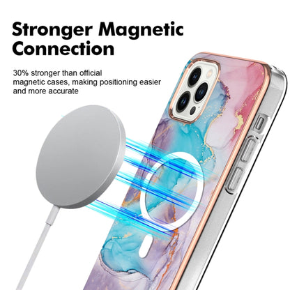 For iPhone 14 Pro Marble Pattern Dual-side IMD Magsafe TPU Phone Case(Blue Marble) - iPhone 14 Pro Cases by buy2fix | Online Shopping UK | buy2fix