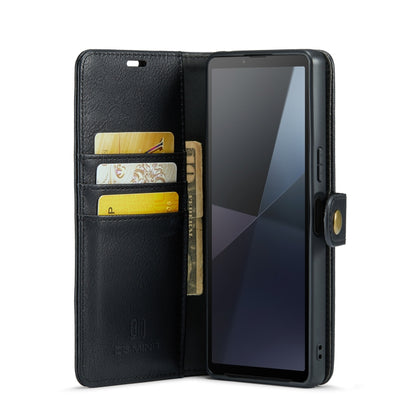 For Sony Xperia 10 VI DG.MING Crazy Horse Texture Detachable Magnetic Leather Phone Case(Black) - Sony Cases by DG.MING | Online Shopping UK | buy2fix