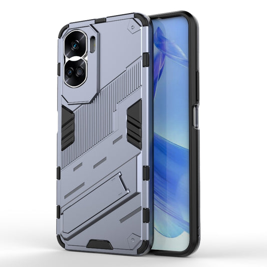 For Honor 90 Lite 5G Global Punk Armor 2 in 1 PC + TPU Phone Case with Holder(Grey) - Honor Cases by buy2fix | Online Shopping UK | buy2fix