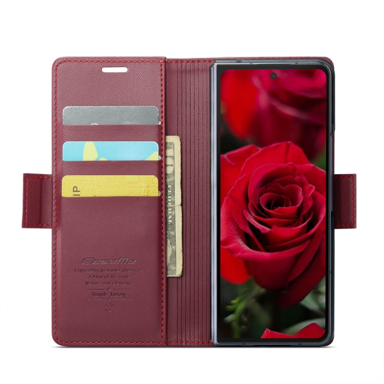 For Samsung Galaxy Z Fold6 5G CaseMe 023 Butterfly Buckle Litchi Texture RFID Anti-theft Leather Phone Case(Wine Red) - Galaxy Z Fold6 5G Cases by CaseMe | Online Shopping UK | buy2fix