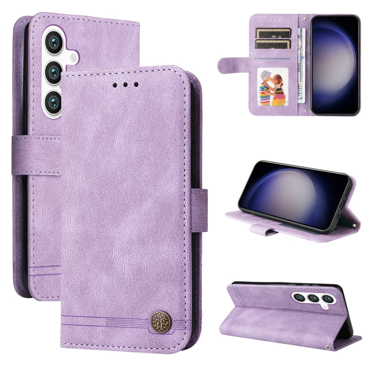 For Samsung Galaxy S24 Skin Feel Life Tree Metal Button Leather Phone Case(Purple) - Galaxy S24 5G Cases by buy2fix | Online Shopping UK | buy2fix