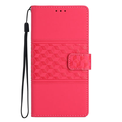 For iPhone 16 Plus Diamond Embossed Skin Feel Leather Phone Case(Red) - iPhone 16 Plus Cases by buy2fix | Online Shopping UK | buy2fix