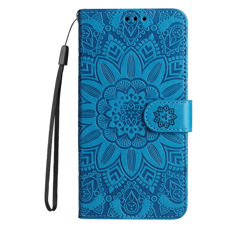 For Samsung Galaxy S24+ Embossed Sunflower Leather Phone Case(Blue) - Galaxy S24+ 5G Cases by buy2fix | Online Shopping UK | buy2fix