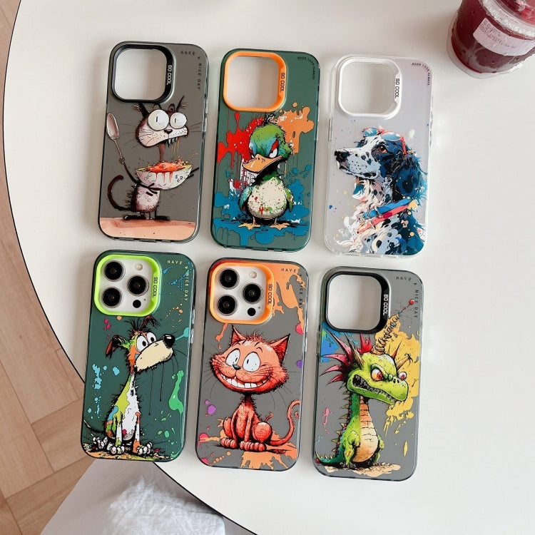 For iPhone 16 Animal Pattern Oil Painting Series PC + TPU Phone Case(Happy Pig) - iPhone 16 Cases by buy2fix | Online Shopping UK | buy2fix