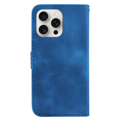 For iPhone 16 Pro Seven-shaped Embossed Leather Phone Case(Blue) - iPhone 16 Pro Cases by buy2fix | Online Shopping UK | buy2fix