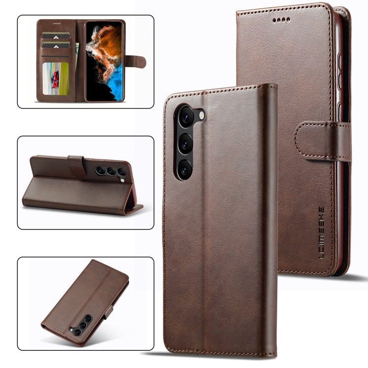 For Samsung Galaxy S24 5G LC.IMEEKE Calf Texture Leather Phone Case(Coffee) - Galaxy S24 5G Cases by LC.IMEEKE | Online Shopping UK | buy2fix