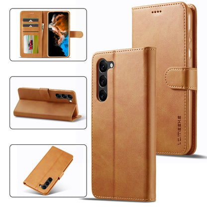 For Samsung Galaxy S24+ 5G LC.IMEEKE Calf Texture Leather Phone Case(Brown) - Galaxy S24+ 5G Cases by LC.IMEEKE | Online Shopping UK | buy2fix